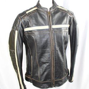 Harley-Davidson Style Vintage Distressed Leather Motorcycle Jacket, XL